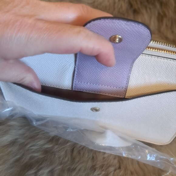 NWT COACH Poppy Crossbody With Card Case In Colorblock C3608 GOLD/CHALK MULTI - Picture 4 of 8